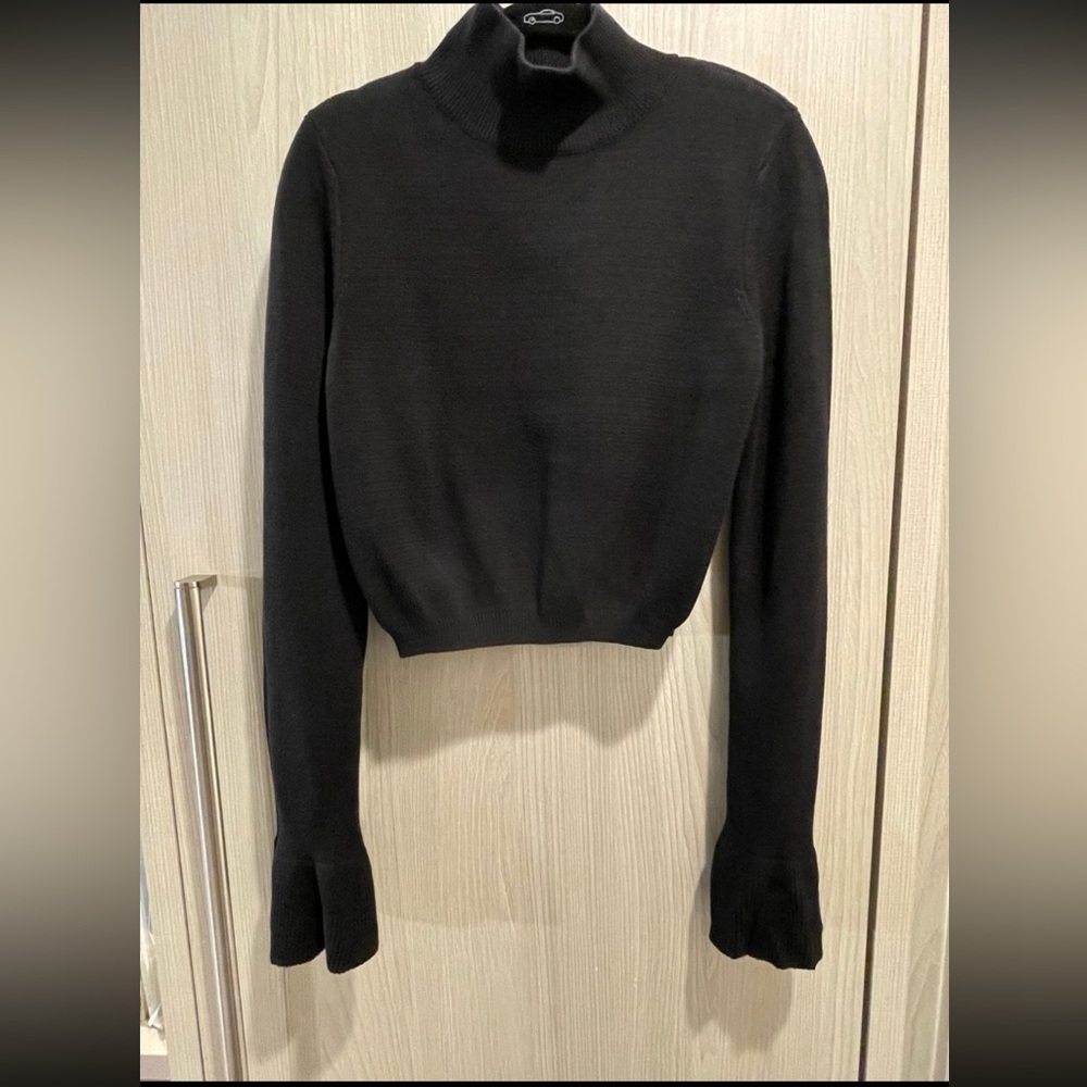 Black Turtleneck Bell Sleeve Sweater